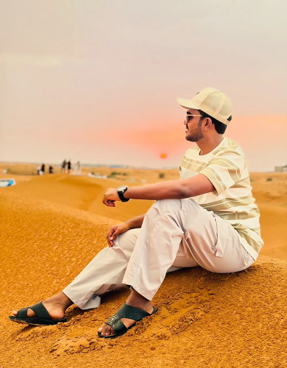 Golden sand dunes at sunset on a Dubai sunset desert safari